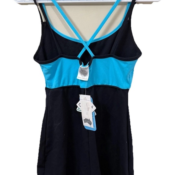 Energetiks Leotard Romper Size Large Black Blue Dance Gymnastics Activewear - Picture 2 of 4